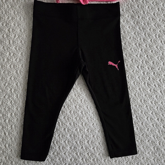 Puma Baby Girl Pink Jersey Shirt & Black Leggings 2 Piece Outfit 18 Months - Picture 4 of 6